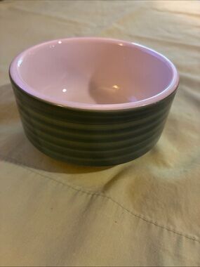 Two-Tone Ceramic Serving Bowl in Pink and Dark Green